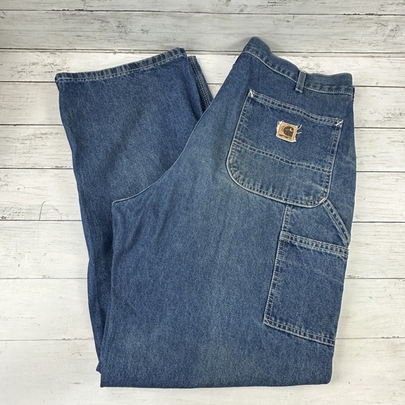 Carhartt B13 dst Mens 36x32 Dungaree blue work denim jeans Carpenter (meas 36x31 - Picture 1 of 12